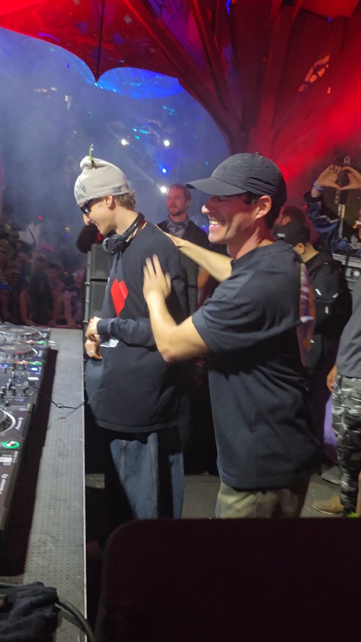 DJ booth under red stage light